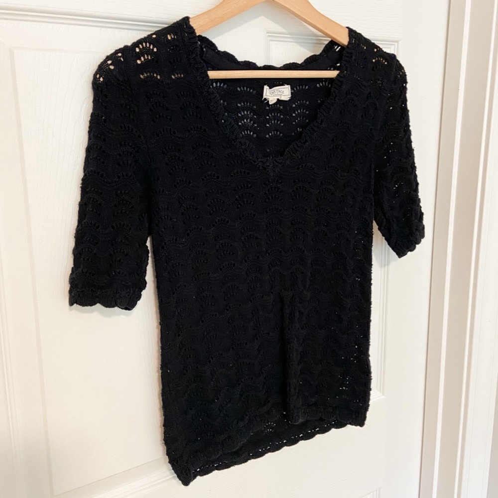 Fat Face Crochet Vienna 100% Cotton Knit Short Sleeve Blouse Top - Picture 6 of 11